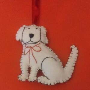 Copy HAND EMBROIDERED & WHIP STITCHED FELT DOG CHRISTMAS Ornament